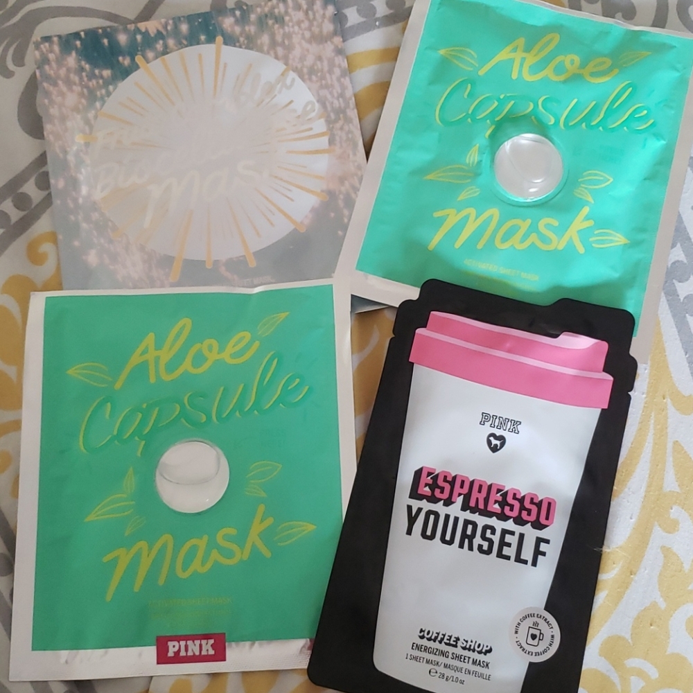Set of 4  PINK Facial Sheet Masks